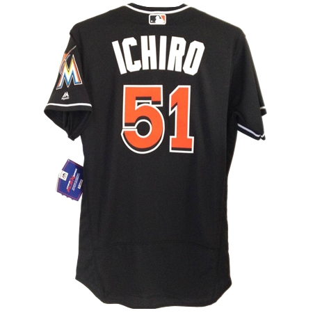 Miami Marlins(マイアミ・マーリンズ) 野球 ユニフォーム イチロー 2016年 ブラック オーセンティック