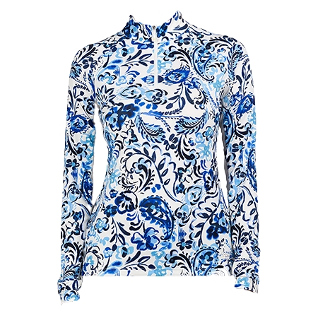 KASTEL DENMARK(カステルデンマーク) 乗馬 ウェア 長袖 ネイビー イカット 1/4 ジップ