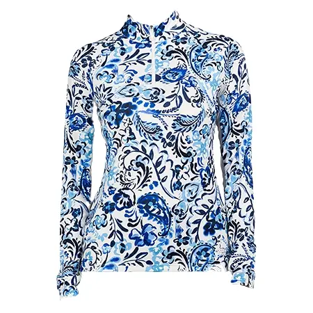 KASTEL DENMARK(カステルデンマーク) 乗馬 ウェア 長袖 ネイビー イカット 1/4 ジップ