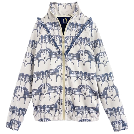 RONNER(ロナー) 乗馬 ウェア Zara Winbreaker with Ruffle – Steed Print- Sand and Blue レディース