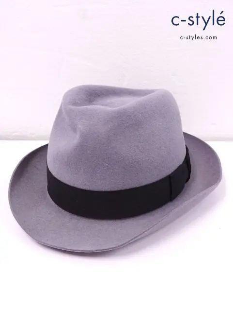 CHRISTYS’ LONDON クリスティーズロンドン ハット 57cm グレー 帽子 中折 イギリス製 ウール100