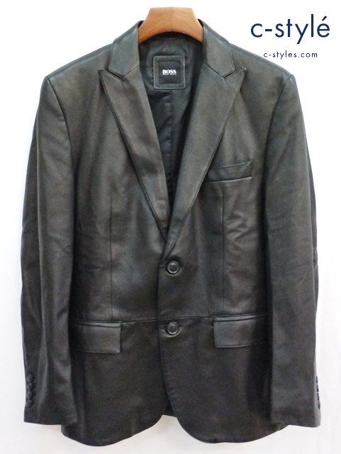 HUGO BOSS ヒューゴボス レザージャケット 48 ブラック 2B
