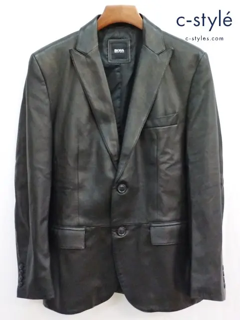 HUGO BOSS ヒューゴボス レザージャケット 48 ブラック 2B