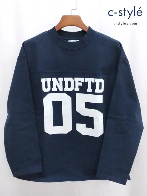 UNDEFEATED アンディフィーテッド 長袖シャツ M ネイビー OVERSIZED FOOTBALL JERSEY 10122