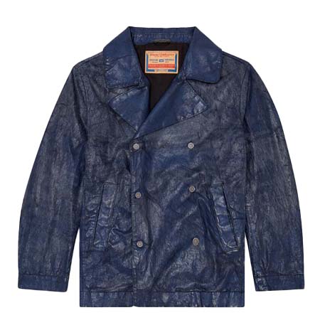 DIESEL(ディーゼル) Double-breasted jacket in coated denim