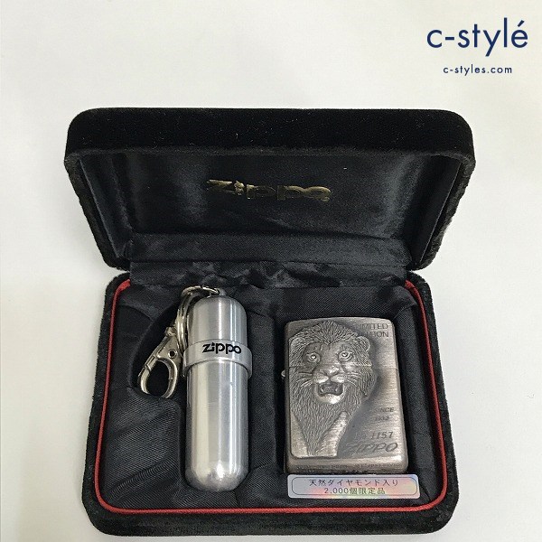 ZIPPO ジッポー オイルライター 天然ダイヤモンド入り 2000個限定品 1995年 シルバー ライオン No.1157
