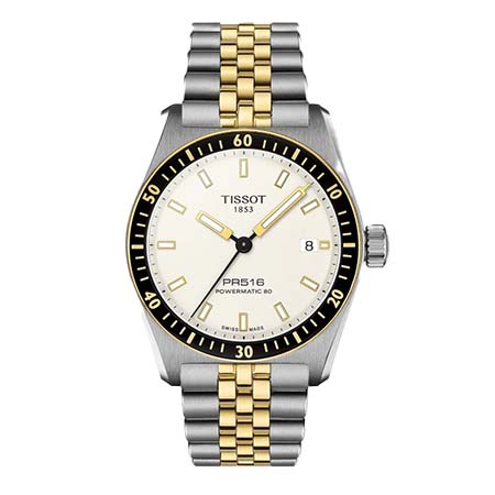 TISSOT(ティソ) PR516 Powermatic 80 ホワイト グレー イエローゴールド