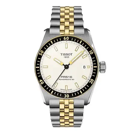 TISSOT(ティソ) PR516 Powermatic 80 ホワイト グレー イエローゴールド