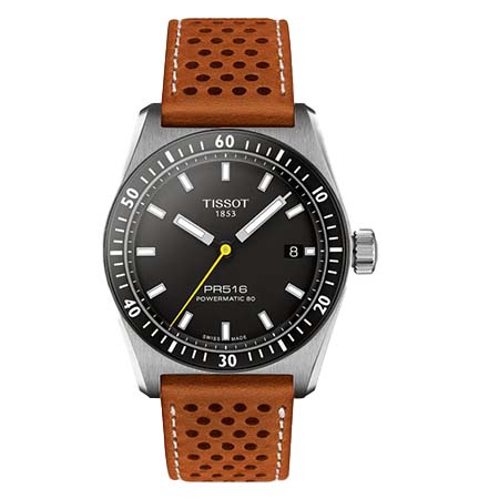 TISSOT(ティソ) PR516 Powermatic 80 ブラック ライトブラウン