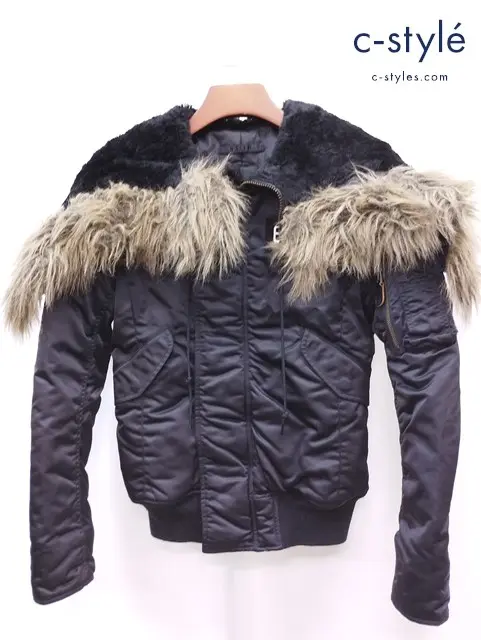 HYSTERIC GLAMOUR ファー付きジャケット FREE ブラック N2B FLIGHT JACKET 2AB-7100 レディース