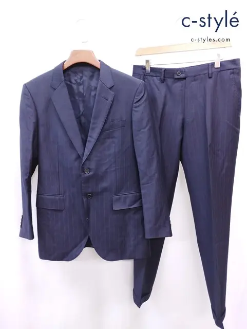 Paul Smith×Ermenegildo Zegna 2Bスーツ セットアップ M ネイビー PL-LN-32339 ストライプ