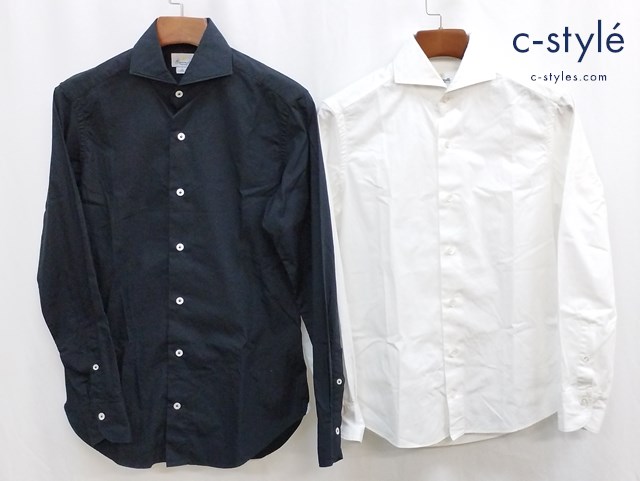 Giannetto ジャンネット ドレスシャツ 38 ホワイト ブラック イタリア製 綿100％