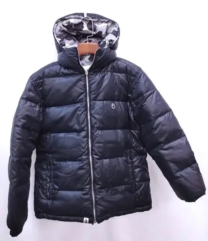A BATHING APE リバーシブルダウンジャケット ブラック グレー系 M カモ柄