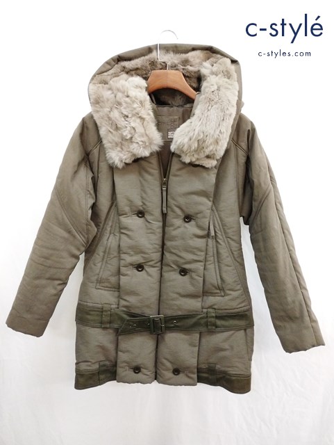 MARITHE FRANCOIS GIRBAUD マリテフランソワジルボー ファーコート カーキ M 中綿 レディース