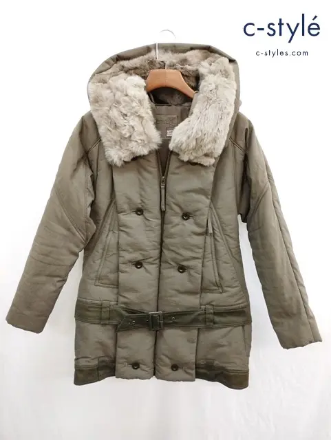 MARITHE FRANCOIS GIRBAUD マリテフランソワジルボー ファーコート カーキ M 中綿 レディース