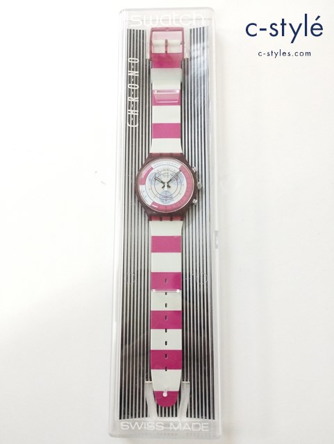 SWATCH スウォッチ 腕時計 ピンク×ホワイト SCR100 NAVY BERRY クォーツ