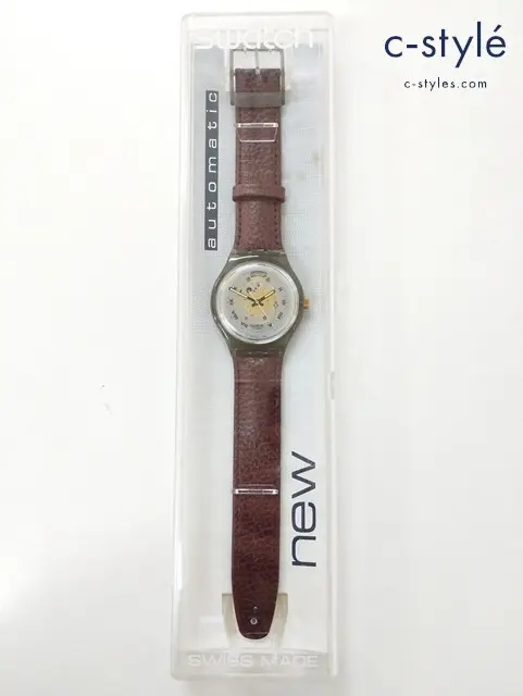 SWATCH スウォッチ 腕時計 スケルトン×レッド 自動巻 レザー オートマティック