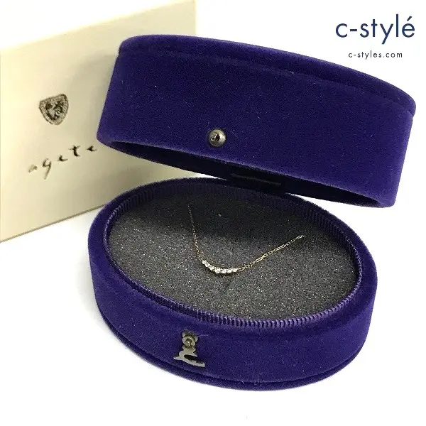 agate アガット K10 ダイヤモンドネックレス 0.05ct 総重量 約0.85ｇ(装飾含む) アクセサリー