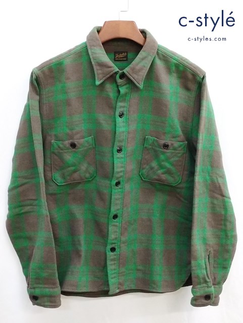 TENDERLOIN テンダーロイン フランネルシャツ M グリーン×ブラウン系