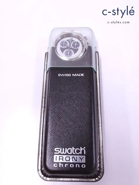 Swatch スウォッチ 腕時計 ネイビー×シルバー クォーツ クロノグラフ IRONY YCS102