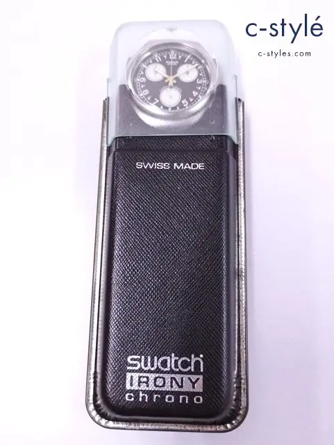 Swatch スウォッチ 腕時計 ブラック×シルバー クォーツ クロノグラフ IRONY YCS101