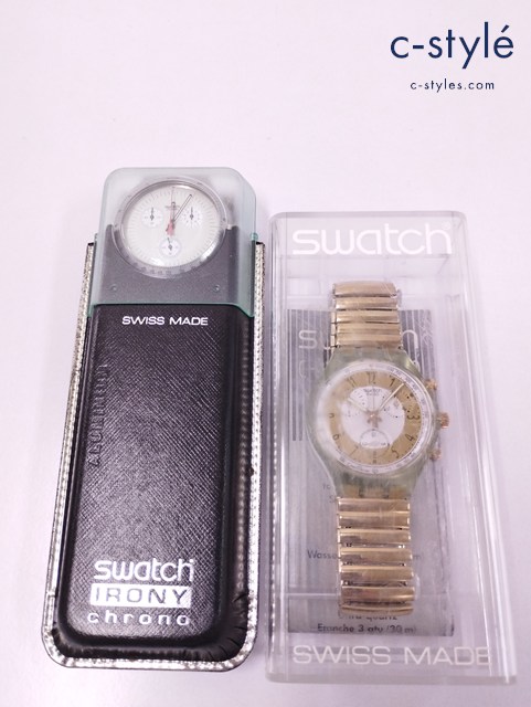 Swatch スウォッチ 腕時計 ゴールド ブラック×シルバー クォーツ クロノグラフ