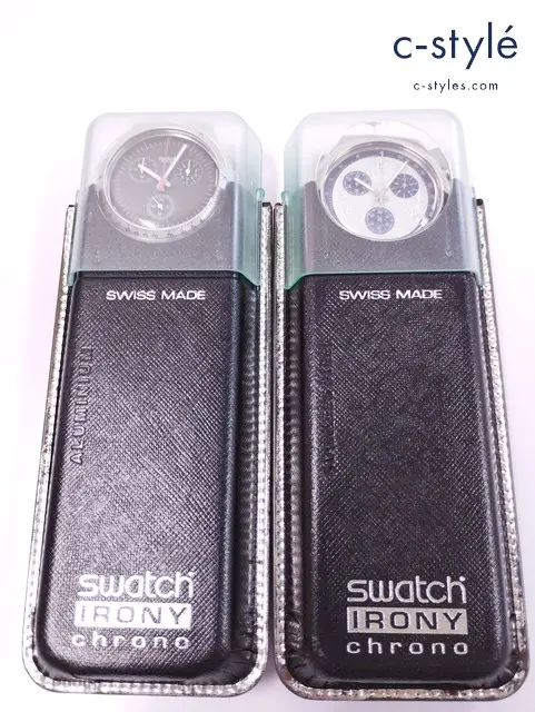 Swatch スウォッチ 腕時計 シルバー ブラック×シルバー クォーツ クロノグラフ