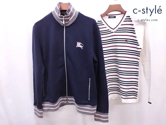 BURBERRY BLACK LABEL ジップアップスウェット セーター 3 ネイビー系 ホワイト系