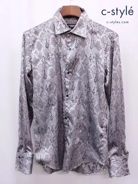 Tornado Mart トルネードマート 長袖シャツ L グレー×シルバー系 パイソン柄