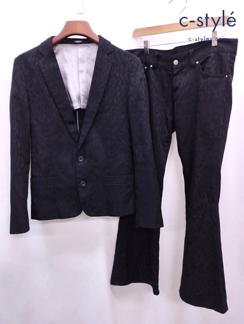 Tornado Mart トルネードマート 2Bテーラードジャケット パンツ L ブラック ヒョウ柄 レオパード柄