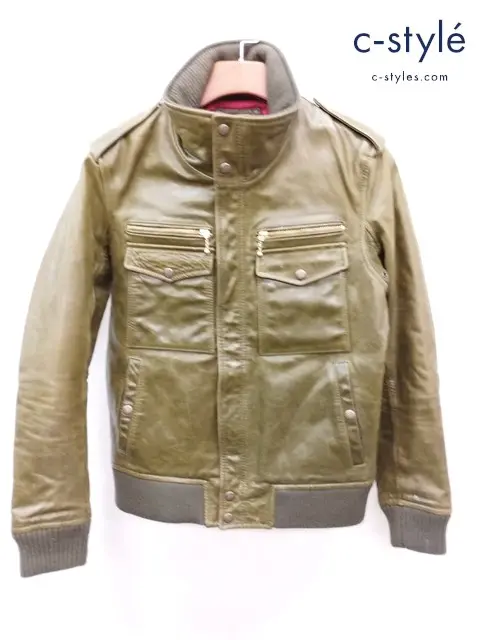 AVIREX アヴィレックス レザージャケット M カーキ VARSITY 6181019 牛革