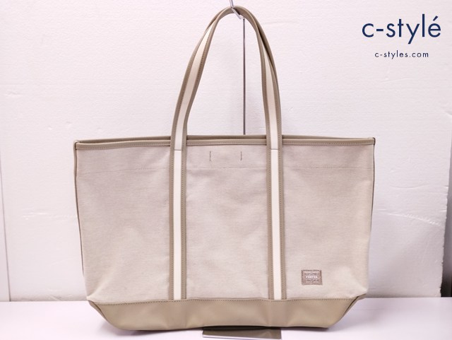 PORTER ポーター トートバッグ ベージュ ガール ボーイフレンド トート シャンブレー ポーチ付