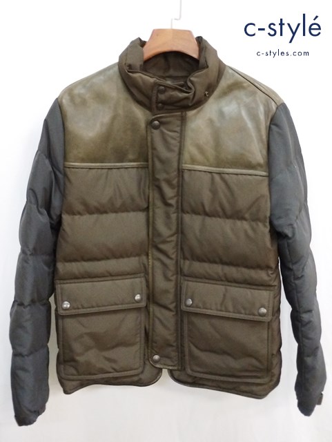 COACH コーチ ダウンジャケット S カーキ 190224 肘レザー フード