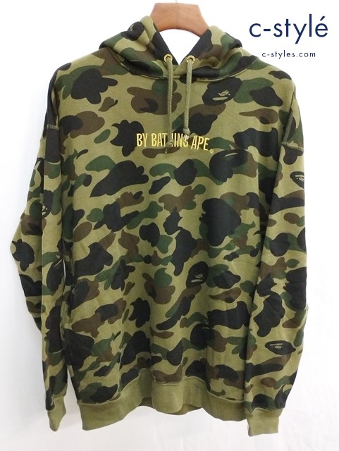 A BATHING APE アベイシングエイプ パーカー F 160/76A カーキ系 カモプルオーバーフーディ レディース