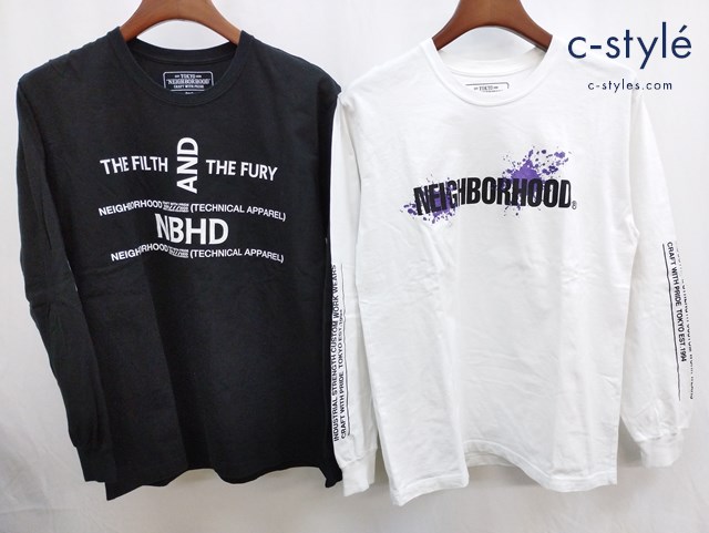NEIGHBORHOOD ネイバーフッド 長袖Tシャツ S ホワイト ブラック 綿100％