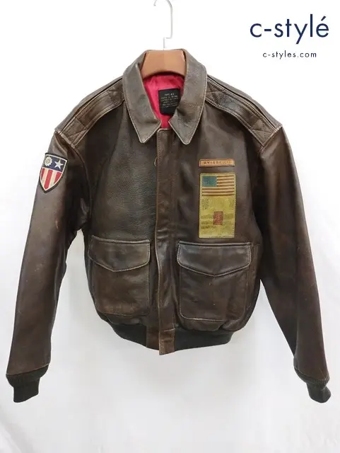 AVIREX アヴィレックス レザージャケット S ブラウン A-2 U.S ARMY