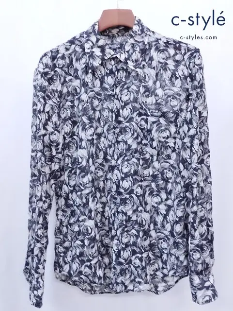 TORNADO MART トルネードマート 長袖シャツ L ブラック×ホワイト 花柄