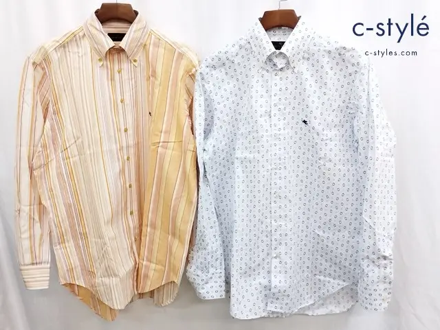 ETRO エトロ 長袖シャツ 44 オレンジ系 43 ホワイト系 イタリア製