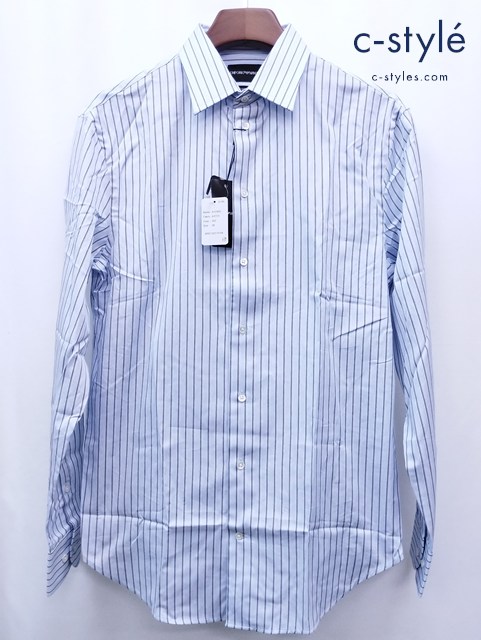 EMPORIO ARMANI エンポリオアルマーニ ドレスシャツ 39 ブルー系 A1CM5L ストライプ