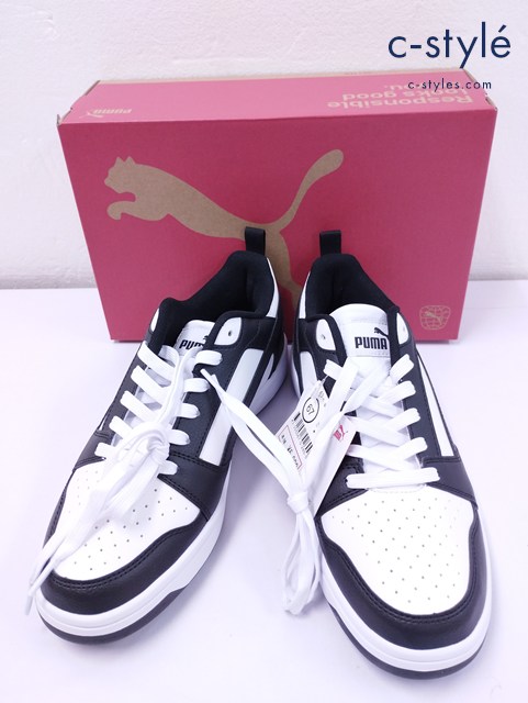 puma プーマ スニーカー 26cm ホワイト×ブラック リバウンド V6 ロウ 392328 01