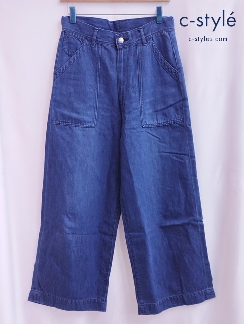 45R フォーティーファイブアール デニムワイドパンツ 2 インディゴ コットンリネンデニム レディース