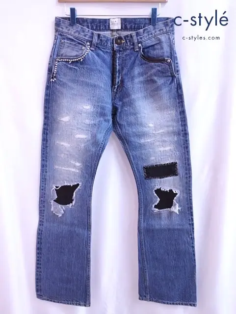 blutenblatt ブリューテンブラット デニムパンツ M インディゴ ダメージ加工 スタッズ