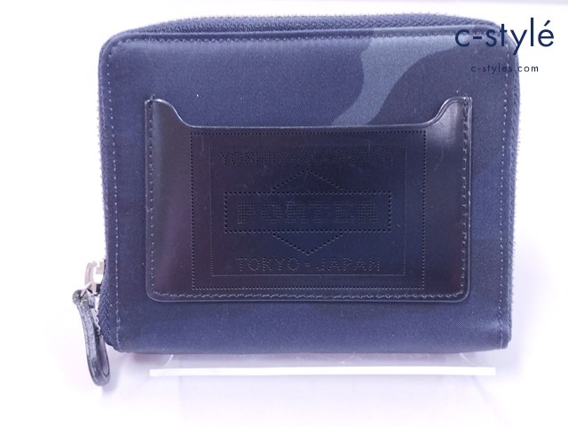 PORTER ポーター 財布 ネイビー CAMOUFLAGE WALLET ラウンドジップ 日本製