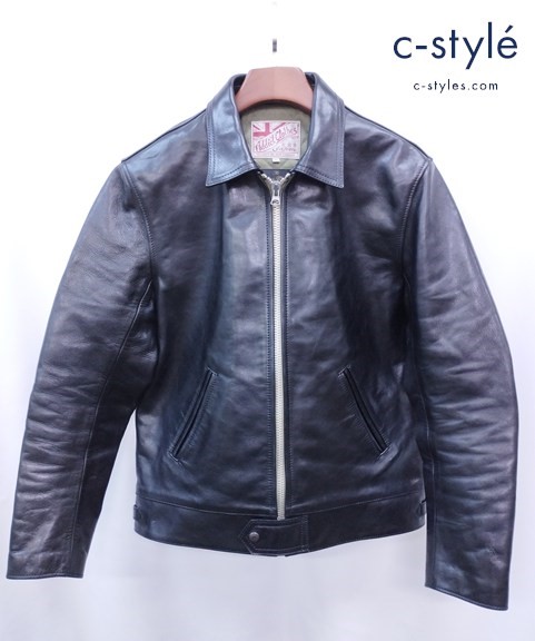 FULL COUNT×ADDICT CLOTHES レザージャケット 40 ブラック British Single Riders Jacket