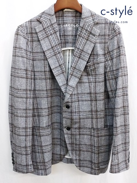 CIRCOLO 1901 チルコロ1901 ジャケット 50 グレー系 コットンジャージー チェック柄
