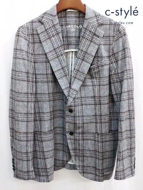 CIRCOLO 1901 チルコロ1901 ジャケット 50 グレー系 コットンジャージー チェック柄