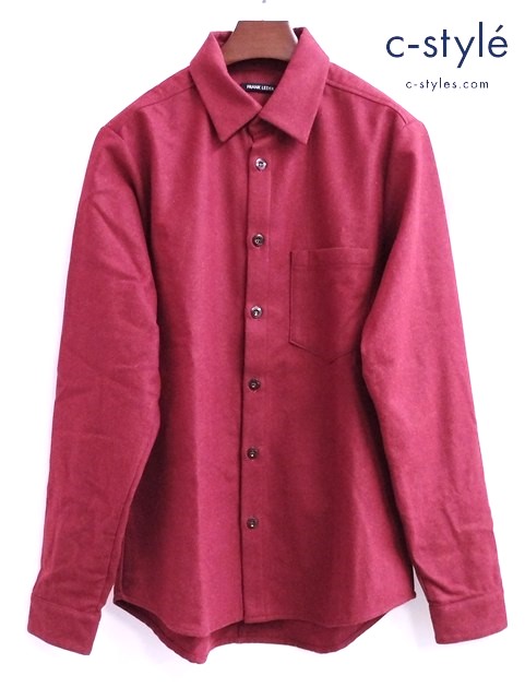 FRANK LEDER フランクリーダー シャツ M レッド LIGHT WEIGHT LODEN WOOL PLAIN SHIRT ウール100％