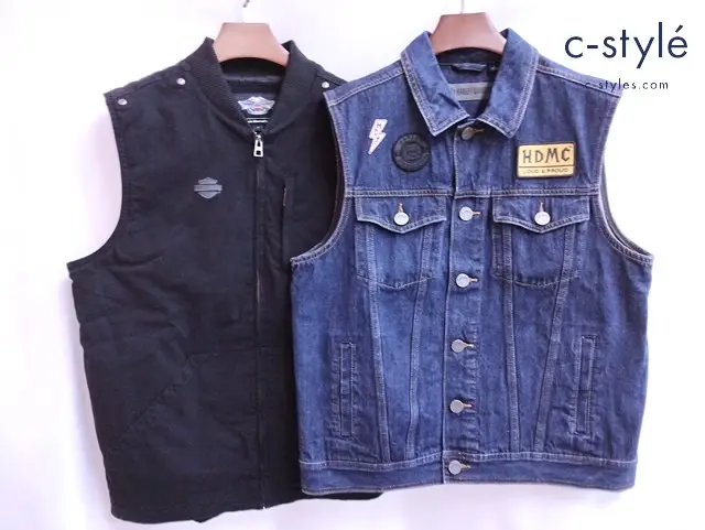 Harley-Davidson ハーレーダビッドソン ベスト M ブラック デニムベスト L インディゴ