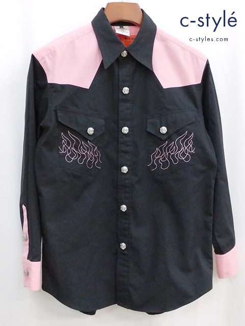 CREAM SODA クリームソーダ ウェスタンシャツ M ブラック×ピンク HUG HUG 長袖