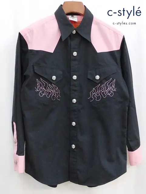 CREAM SODA クリームソーダ ウェスタンシャツ M ブラック×ピンク HUG HUG 長袖